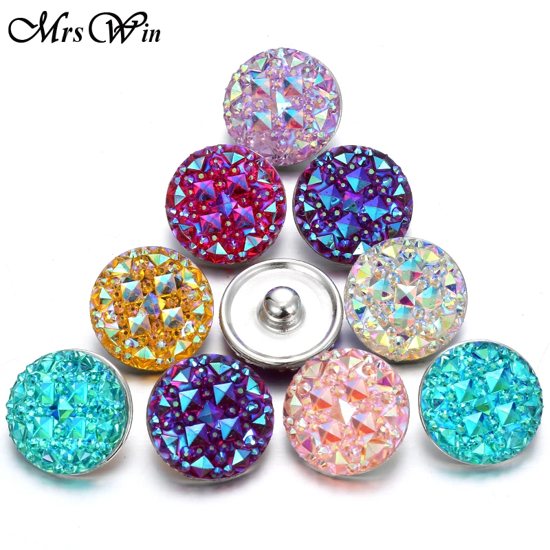 10 pcs/lot 2018 New Snap Button Jewelry Mixed Style Ginger Resin 18mm