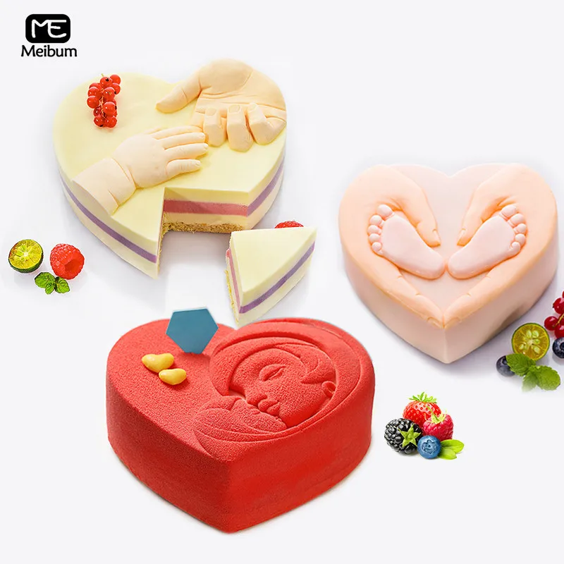 

Meibum 3 Styles Heart Shaped Silicone Mold DIY Pastries Cake Modle Mousse Dessert Mould Kitchen Baking Decorative Tools