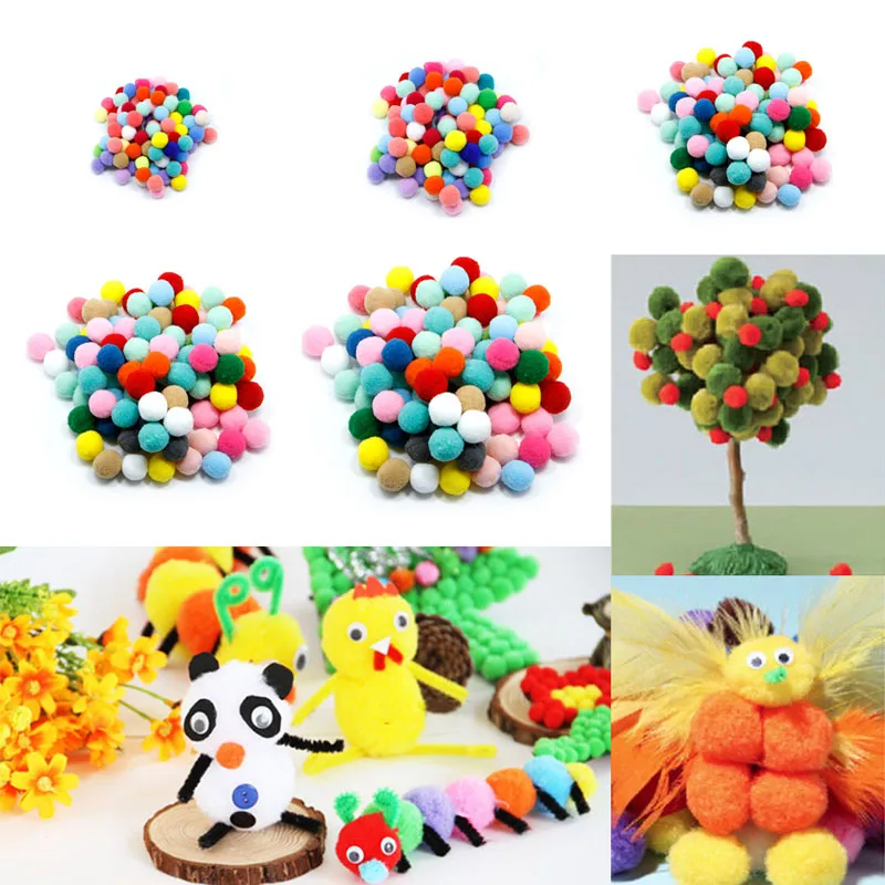 

100 pcs DIY Crafts Colourful Mini Fluffy Pom poms Ball Felt 10mm 20mm 30mm
