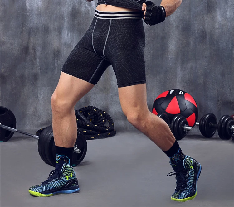 Мужские Утягивающие шорты плотный нижний слой Нижнее белье Боксеры для упражнений фитнеса тренировка Футбол Баскетбол шорты - Цвет: Серый