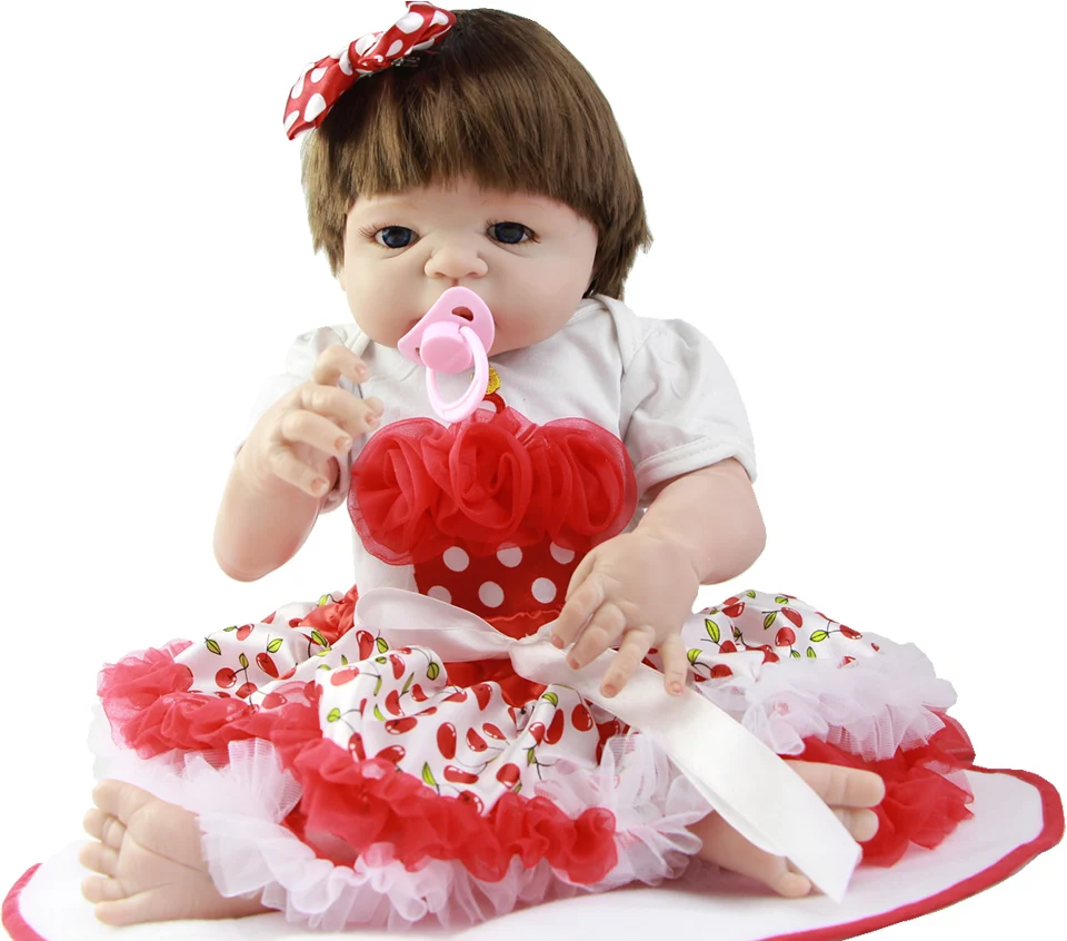

Lifelike 23'' Newborn Doll Can Bathe Full Silicone Vinyl red skin 57cm Baby Princess Brinquedos Best Birthday Gifts for Girl