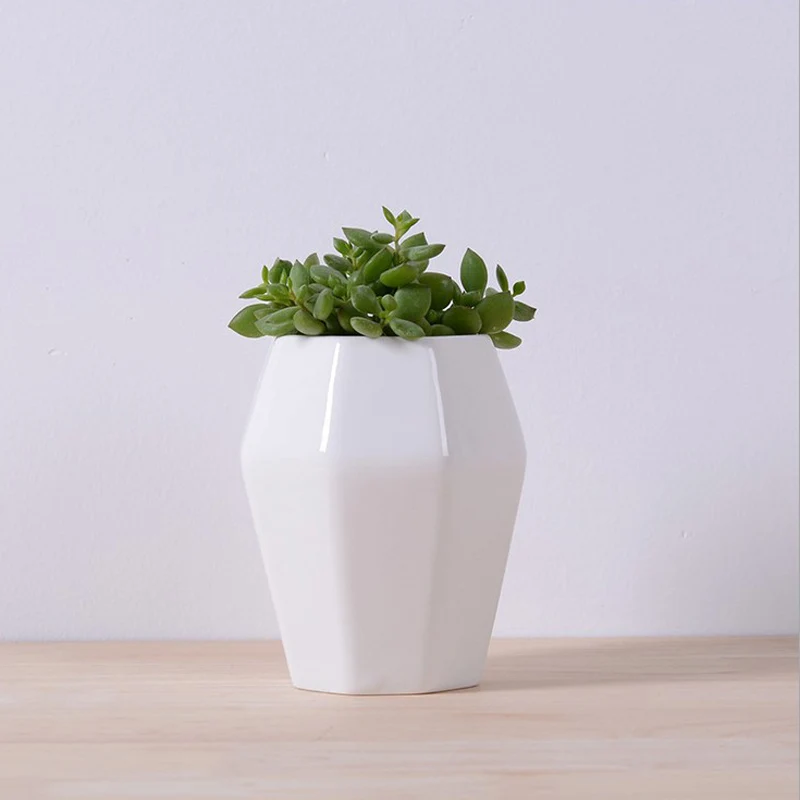 Gardening White Ceramic Flower Pots Nursery Pots Home Office Decor
