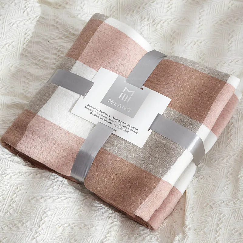 Хлопковое летнее тепловое одеяло для дивана, кровати, летнее постельное белье, покрывало из муслина для детей и взрослых - Цвет: pink B