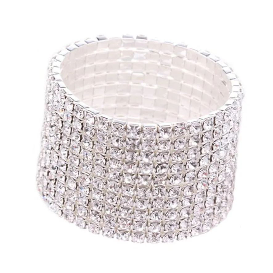 

Women Rhinestone Stretch Silver Bracelet for Wedding 422510