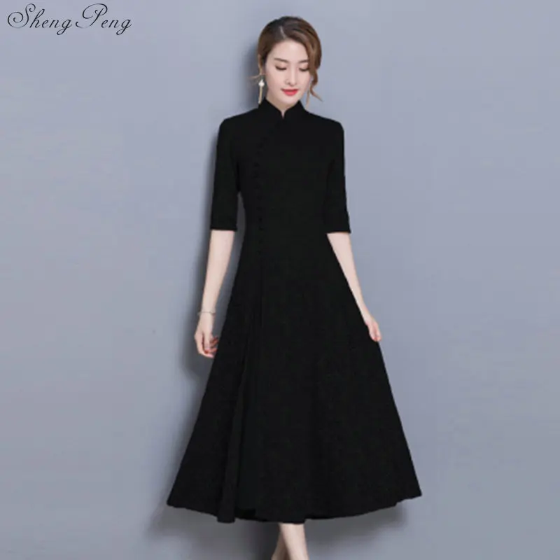 Женское повседневное шелковое платье qipao элегантное китайское традиционное