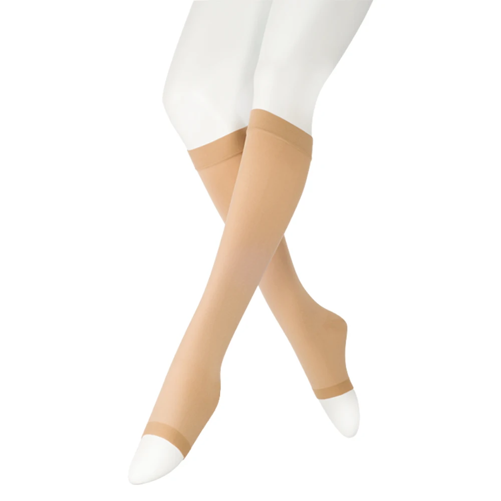 

20-30 mmHg Women Men Medical Calf Compression Sleeve Varicose Veins Socks Leg Support DVT Anti-fatigue Flight Travel Open Toe