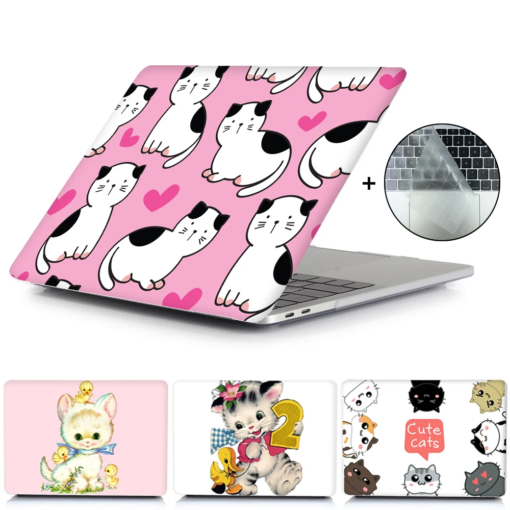 

Cute Cat Laptop Case For Apple MacBook Touch ID A1932,Air Pro Retina 11 12 13 15 for mac book Pro 13.3 Touch Bar+ Keyboard Cover