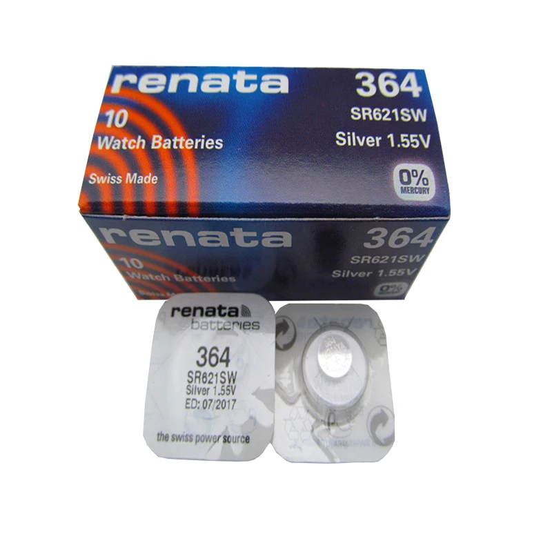

10pcs/lot 100% Renata Brand Swiss 364 1.55V Battery Silver Oxide 364 SR621SW Watch Batteries