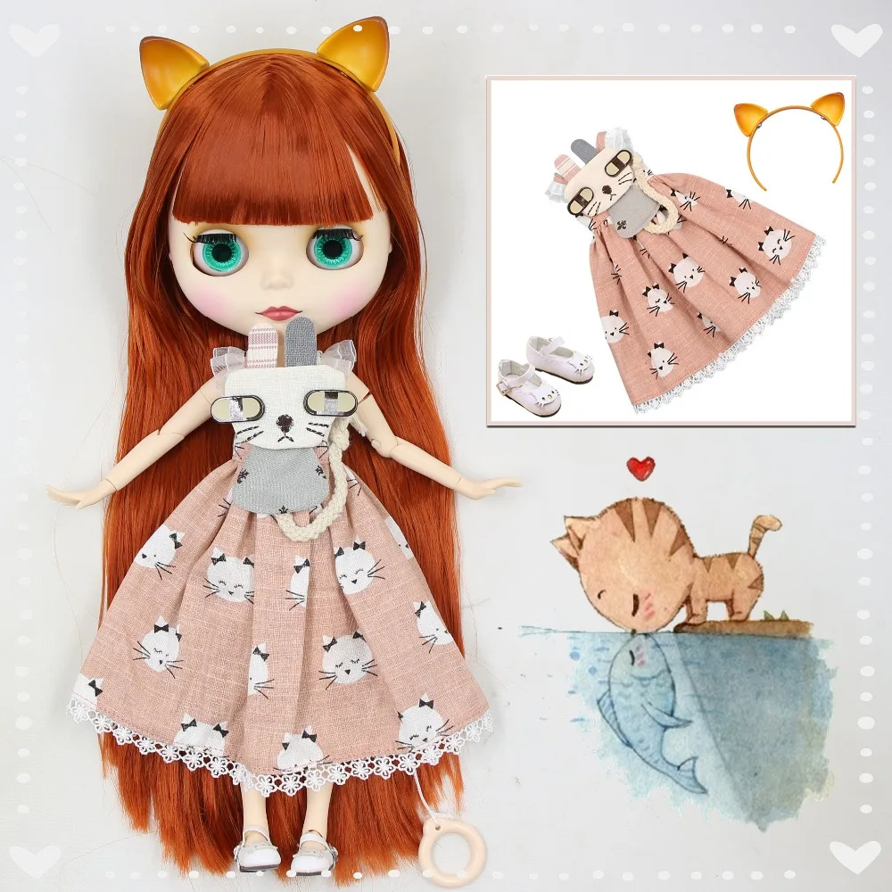 Ледяная кукла DBS Blyth 1/6 bjd красно коричневые волосы матовое лицо совместное тело