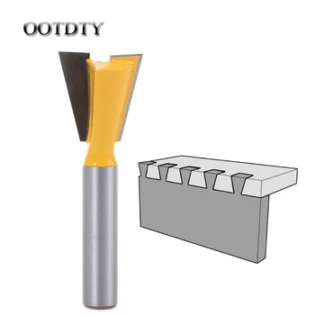 

OOTDTY 8mm Shank Grade Industrial Rod Dovetail Router Bit Swallow Tail Woodworking Etching Milling Tools For Wood Cutter