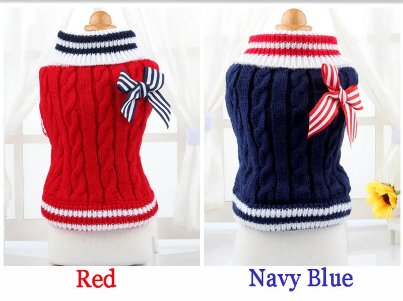 Navy Blue Red Pet Dog Clothes Warm Sweater Puppy Coat Winter Outfit For Small Pet Dog Chihuahua Teddy Clothes Dog Sweater Coat  06