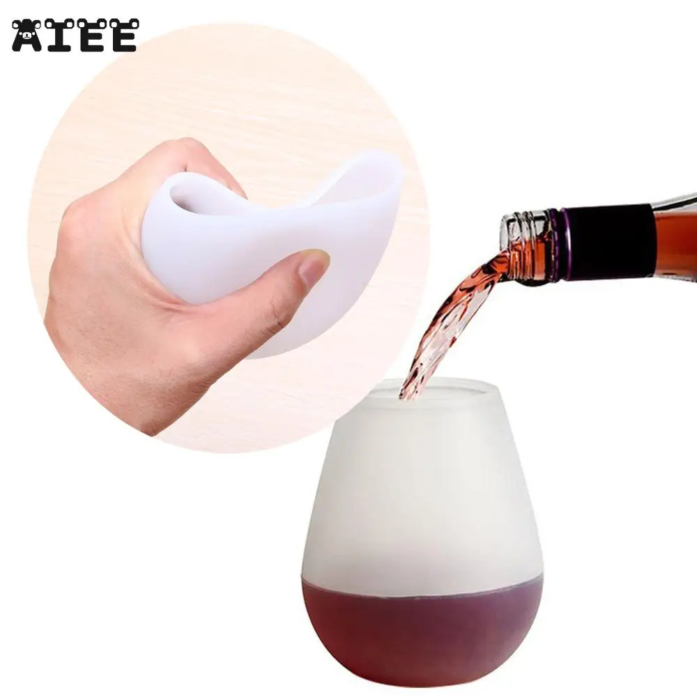 

Aiee Silicone Cup Non-slip drop Portable Silicone Cup for Wine Juice Cola and Beer BBQ Cup Travel Glass Wine Glass Cup