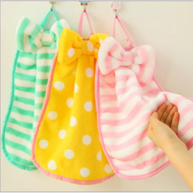 cute bow microfiber velvet fabric baby bathroom hand towel striped soft coral quick drying kitchen - Kitchen Hand Towels cute bow microfiber velvet fabric baby bathroom hand towel striped soft coral quick drying kitchen - Kitchen Hand Towels