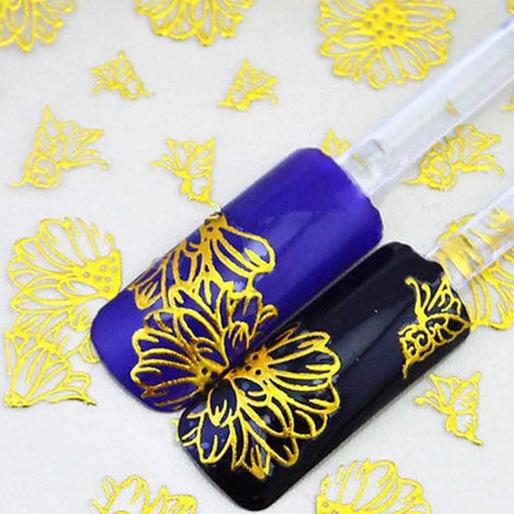 12 шт Полые Наклейка с цветком для ногтей Смешанный красочный дизайн женщин Макияж ногтей наклейки@ ME88