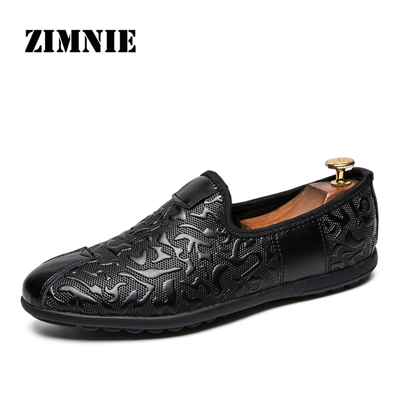 

ZIMNIE Brand Men Genuine Leather Loafers Men Hot Sell Fashion Embossed Pattern Shoes Men High Quality Moccasins Footwear 38~46
