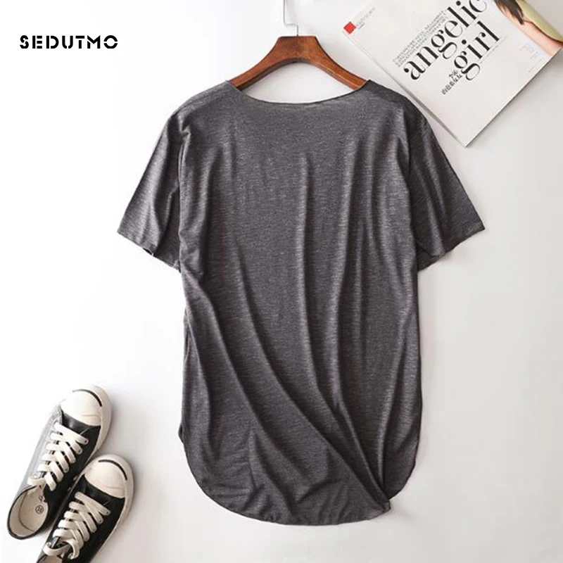 SEDUTMO 2018 Summer 100% Cotton T Shirt Women Harajuku Bamboo Short Sleeve Tops Loose Shirts Casual O-neck Tee Blusas ED163