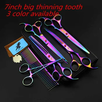 

3 Color available inch Professional Pet scissors sets,JP440C,61HRC,Straight & Thinning & Curved scissors sets ,5PCS/package