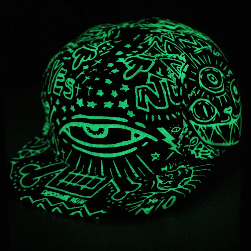 

iMucci Blue Lights Graffiti Baseball Cap Hip Hop Fluorescent Snapback Caps Men Casquette Women Girl Hats Boy Luminous Hat