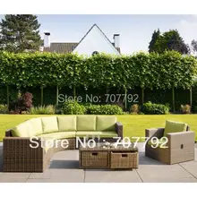 Жизнь Fabio изогнутые ротанга угловой диван набор в коричневый