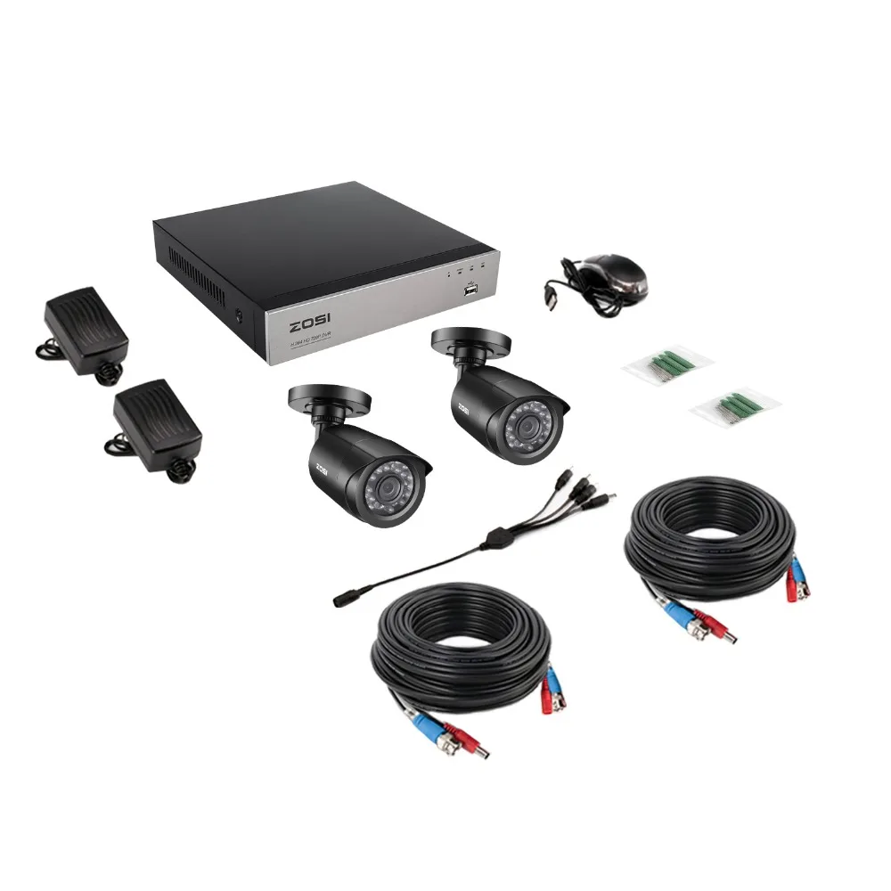 ZOSI 4CH/8CH DVR CCTV система с 2CH 2 шт 1,0 мп ик наружные камеры безопасности 720P HDMI CCTV DVR 1280TVL комплект видеонаблюдения