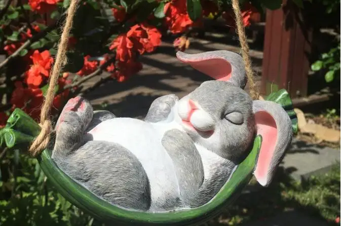 

Outdoor Garden Resin Creative Animal Swing Simulation Rabbit Garden Landscape Decoration Pendant
