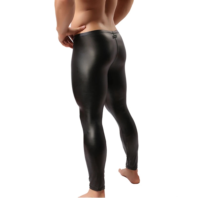 Бренд Для мужчин сексуальные эластичные лосины Брюки Для мужчин сексуальные кожаные брюки трико для бодибилдинга Экзотические штаны ПВХ длинные брюки V48