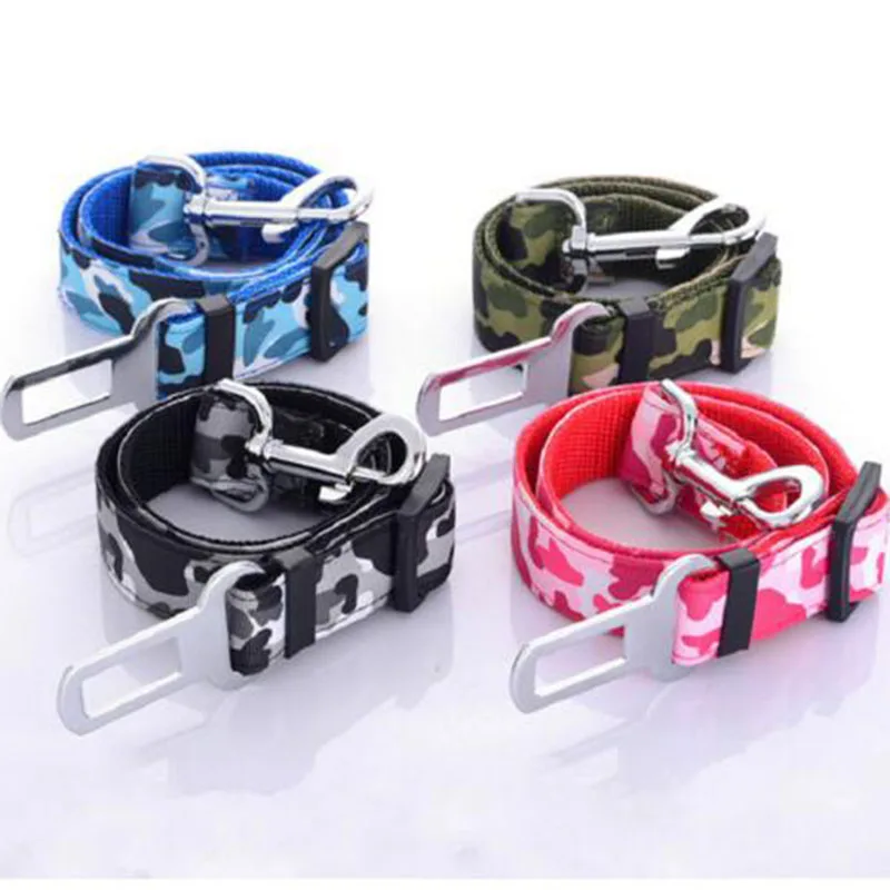 

Dog Car Belt Vehicle Camouflage safety Belts Travel Seat Belt Clip Leash Restraint Harness Traction Leads Seatbelt