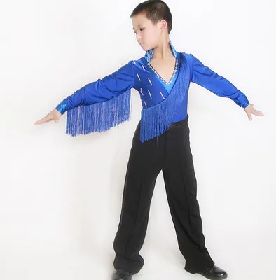 Boy dance shirt pants child Latin Tassel kid dancewear