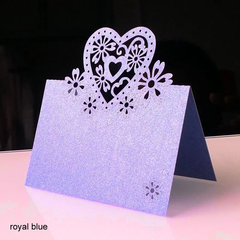 50 шт./компл. свадебное лазерная резка вечерние Свадебный декор посадочные карточки «любящее сердце» выдалбливают бабочка именная табличка 13 Цветов - Цвет: royal blue