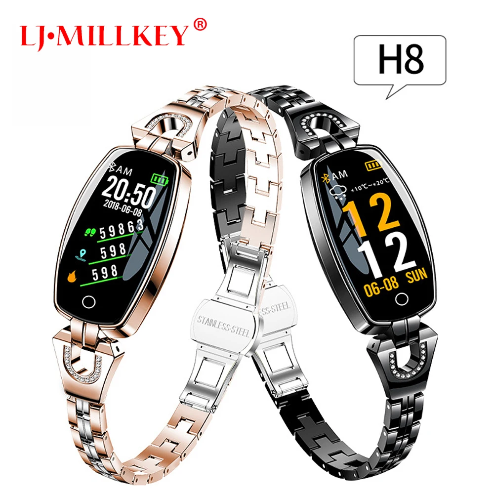 Women Digital Smartwatch New Luxury H8 Intelligent Wristwatch Waterproof Smart Watch Heart Reat Pedometer For iPhone Android