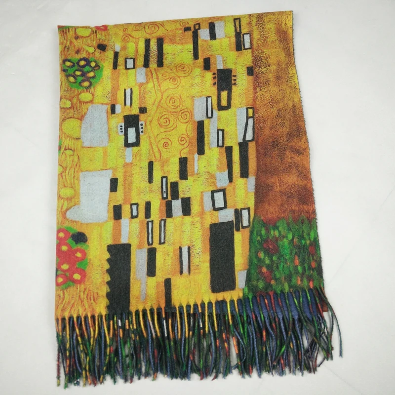 Koop Spanje mode vrouwen winter designer KlimtVan Gogh olieverf kasjmier sjaal sjaals foulard bandana vrouwen wraps sjaals LL180828
