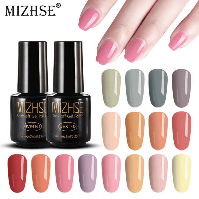 MIZHSE 7 ملليلتر الأشعة فوق البنفسجية هلام مسمار البولندية LED رسومات أظافر Construtor Esmalte هلام Gellak Vernis شبه الدائم الوردي رمادي عاري اللون 2019 الساخن