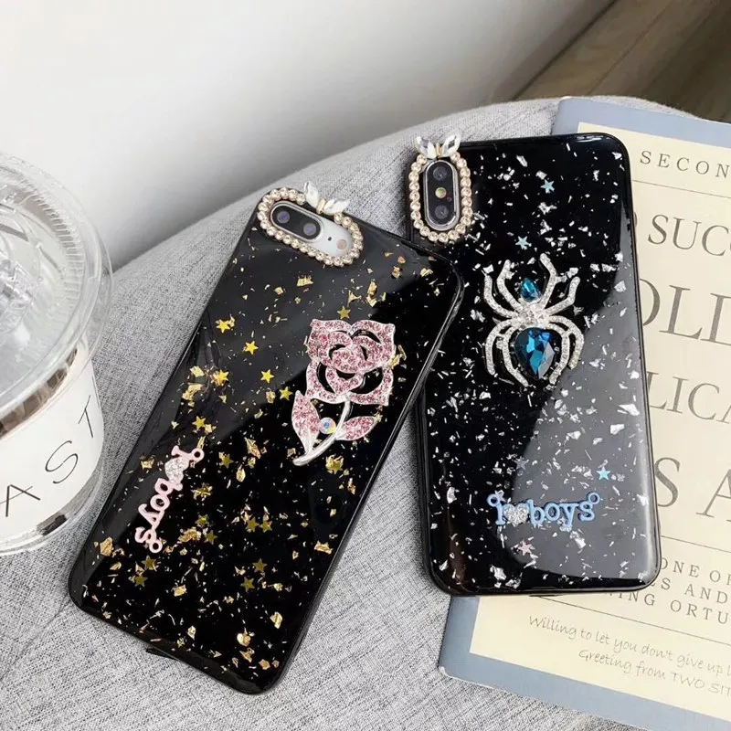 Роскошный Золотой Фольга Серебряный мрамор DIY цветок чехол для телефона iPhone X S MAX