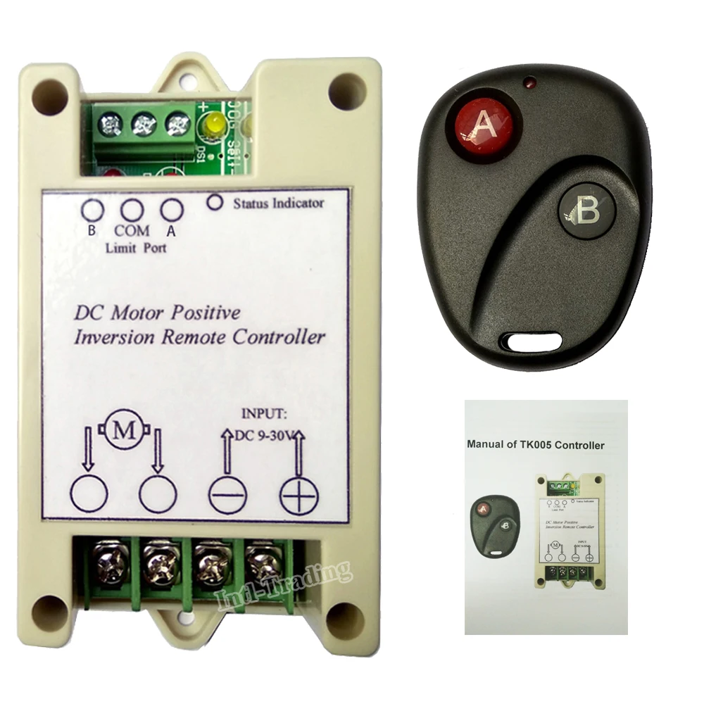 

DC 9-30V 10A Positive Inversion Controller &Wireless Remote Control for Forward Reverse Rotation of DC Motor / Linear Actuator