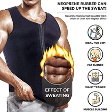 Мужской поясной тренировочный жилет для похудения неопреновый корсет для тела молния сауна майка для тренировки рубашка черный плюс размер S-4XL