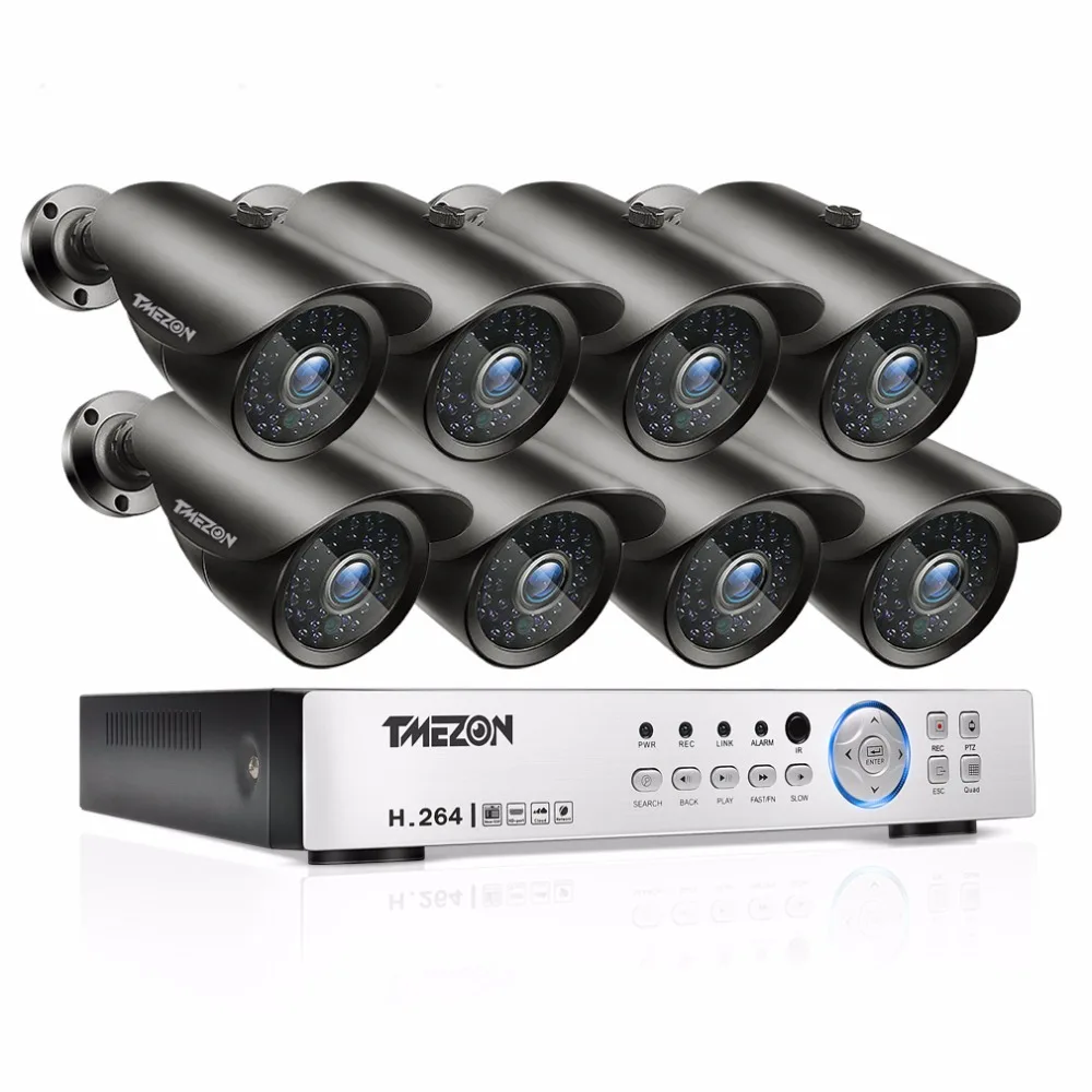 Tmezon AHD 8CH 1080P DVR 8pcs 2 0MP 1080P Camera Security Surveillance CCTV System Auto IR