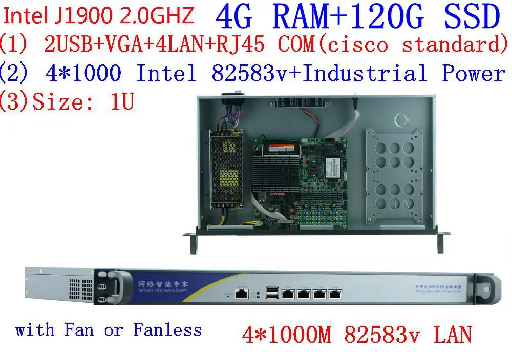 1U Rack J1900 четырехъядерный процессор 4 LAN Multi WAN безвентиляторная материнская плата дизайн брандмауэр сетевой безопасности сетевой сервер устройство