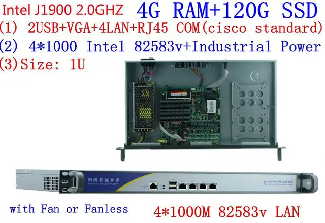 Cheap 1U Rack J1900 quad core processor 4 LAN Multi WAN fanless motherboard design Firewall Network Security network server device Cheap 1U Rack J1900 quad core processor 4 LAN Multi WAN fanless motherboard design Firewall Network Security network server device
