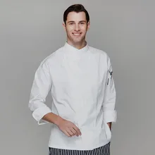 (5 get 10%off, 10 get apron) classy man/woman head chef wear uniform clothes white long sleeve restaurant hotel kitchen coverall