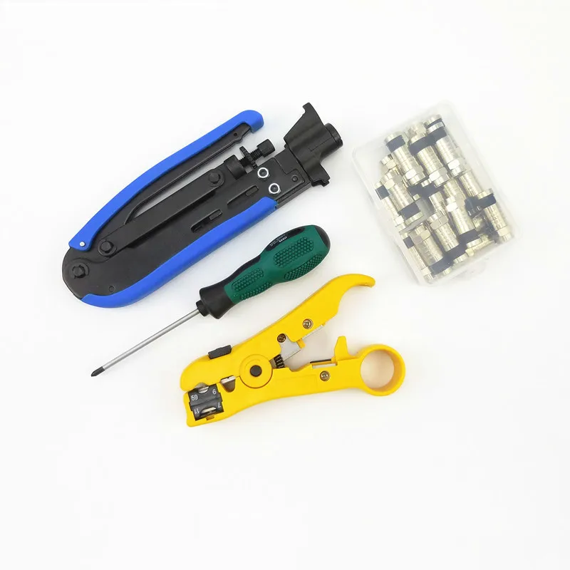 Multitool Wire Stripping Squeezing Pliers Coaxial Cable Cold Press Clamp RG6 /11 Cable TV