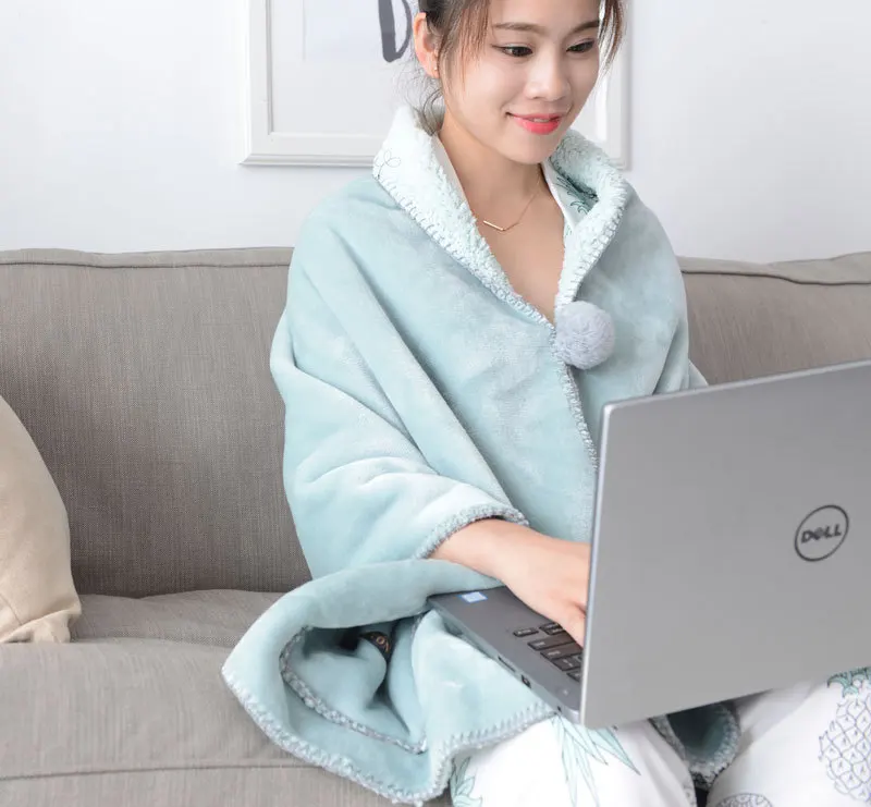 

Solid Color Blanket Lambskin Multifunctional Cloak Lazy Blanket Office Lunch Break Blanket Shawl Blanket