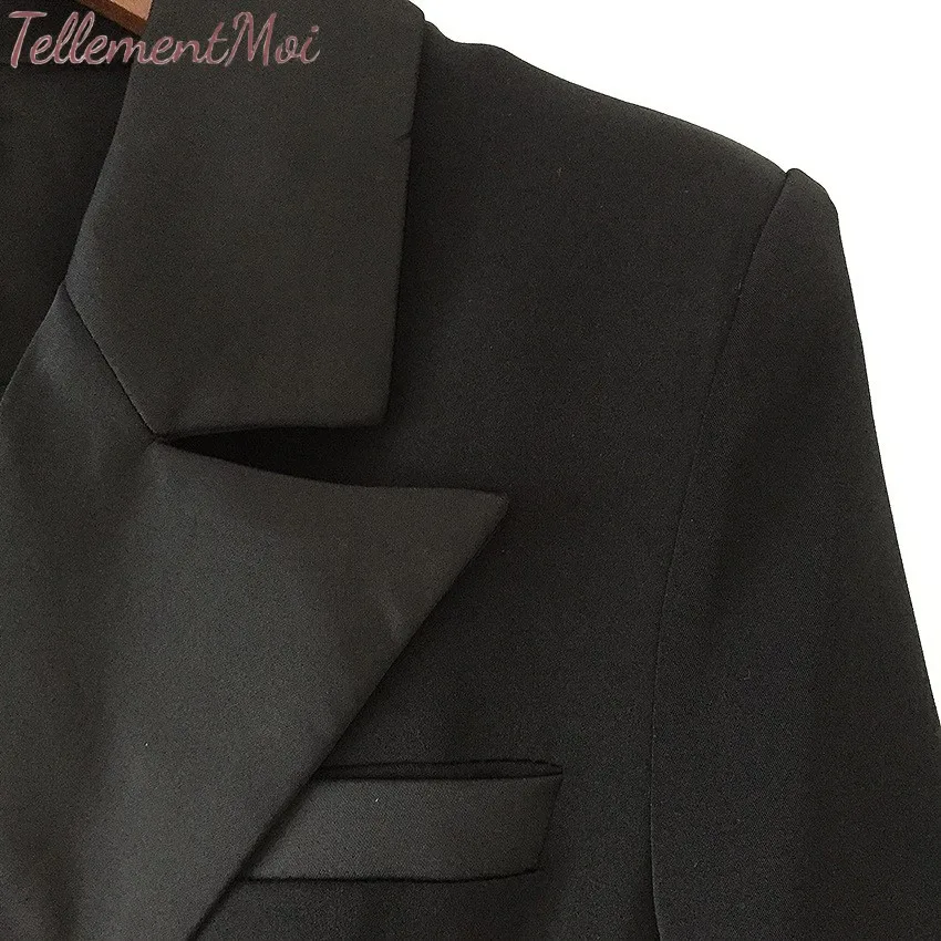 Classic Double Breasted Women's Suit Dress V Neck Long Sleeve Formal Office Lady Pocket Coat Black Jacket Outwear Blazer Dress