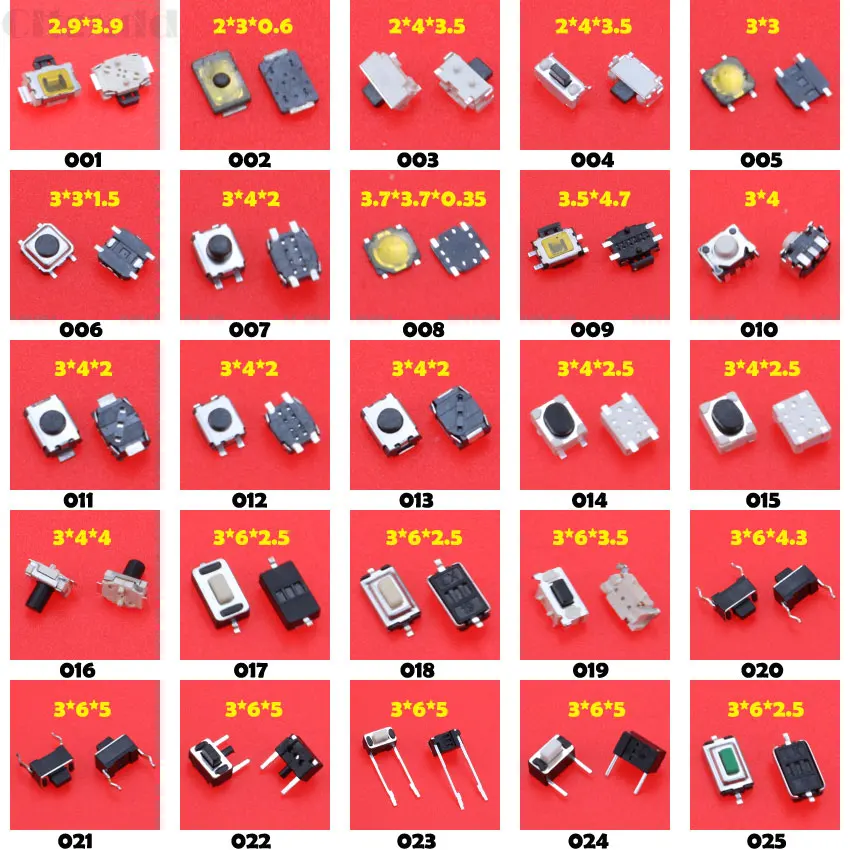 Cltgxdd Modelos Sortidas Micro Botão Tato Interruptor Reset Mini Folha Smd Dip 2*43*6 - 4*4*6*6*6*6 100 3 Cheap Interr.