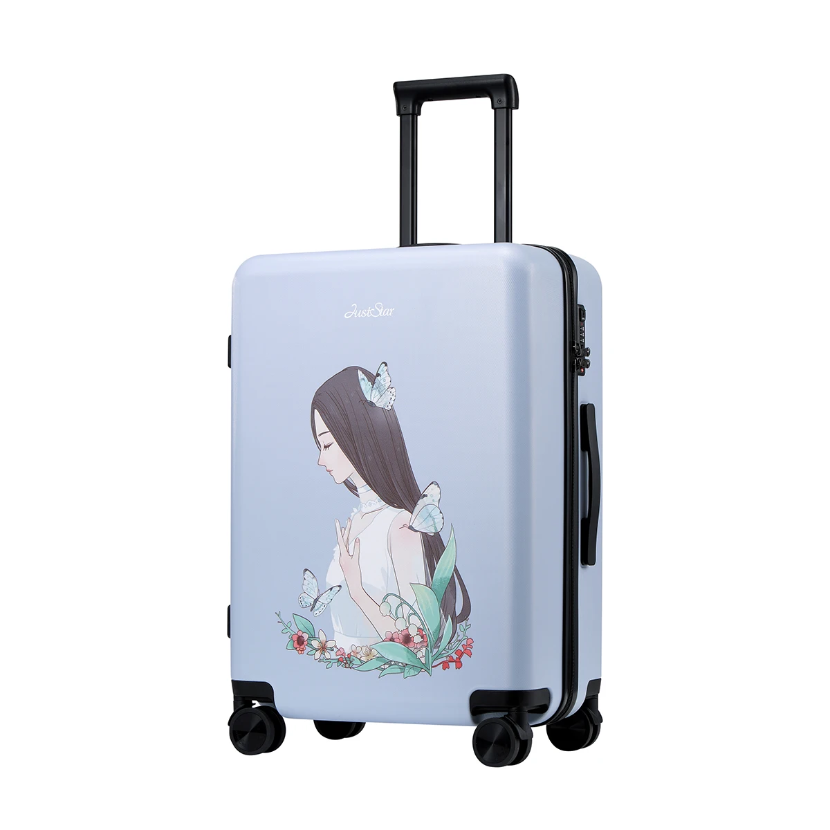 

Just Star Women Spinner trolley luggage travel case TSA Girls Rolling Luggage PC Hardside Trolley Travel case Boarding Luggage