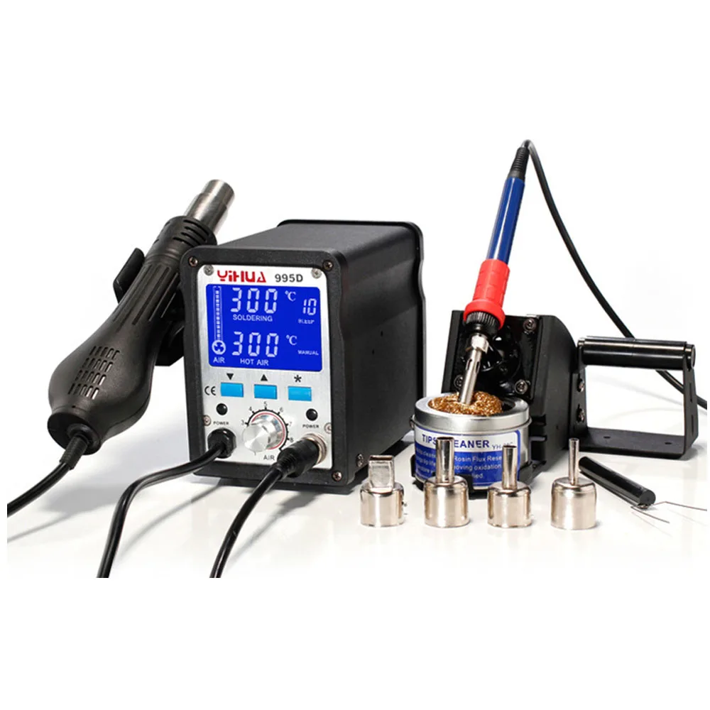YIHUA 995D Hot Air Gun Soldering Station With Imported Soldering Iron 2 in 1 Rework Station For Phone Repair Tool YIHUA 995D Hot Air Gun Soldering Station With Imported Soldering Iron 2 in 1 Rework Station For Phone Repair Tool