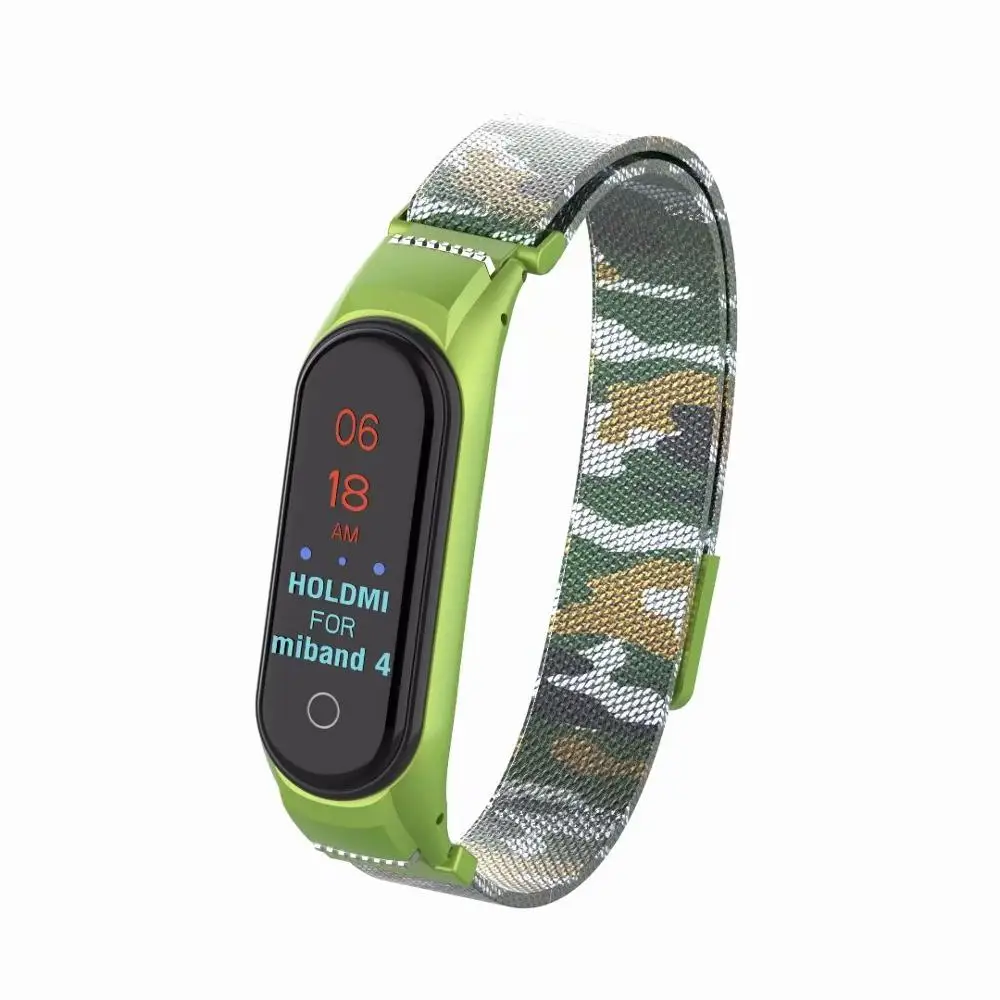 Mi lanese Камуфляжный ремешок для Xiaomi mi band 4 умный браслет из нержавеющей стали
