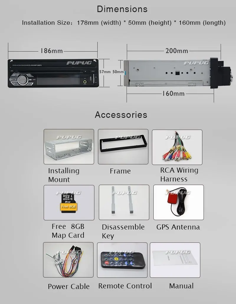 Top 1 Din Car Stereo GPS Navigation 1 Din Car DVD 7 Inch Car Radio Detachable Panel Car Headunit Bluetooth Steering Wheel control 5