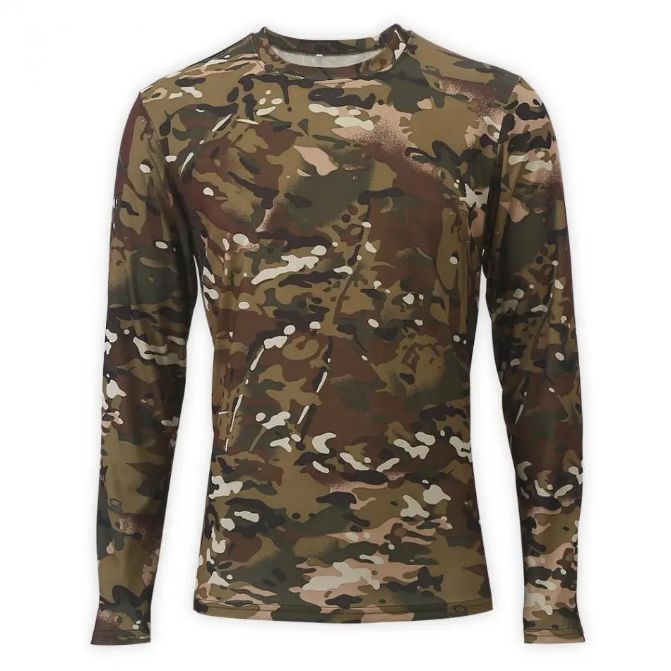 

Camouflage Hiking T-Shirt Quick Dry Breathable Tights Tactic T-shirt Mens Compression T Shirt Fitness Summer Bodybulding
