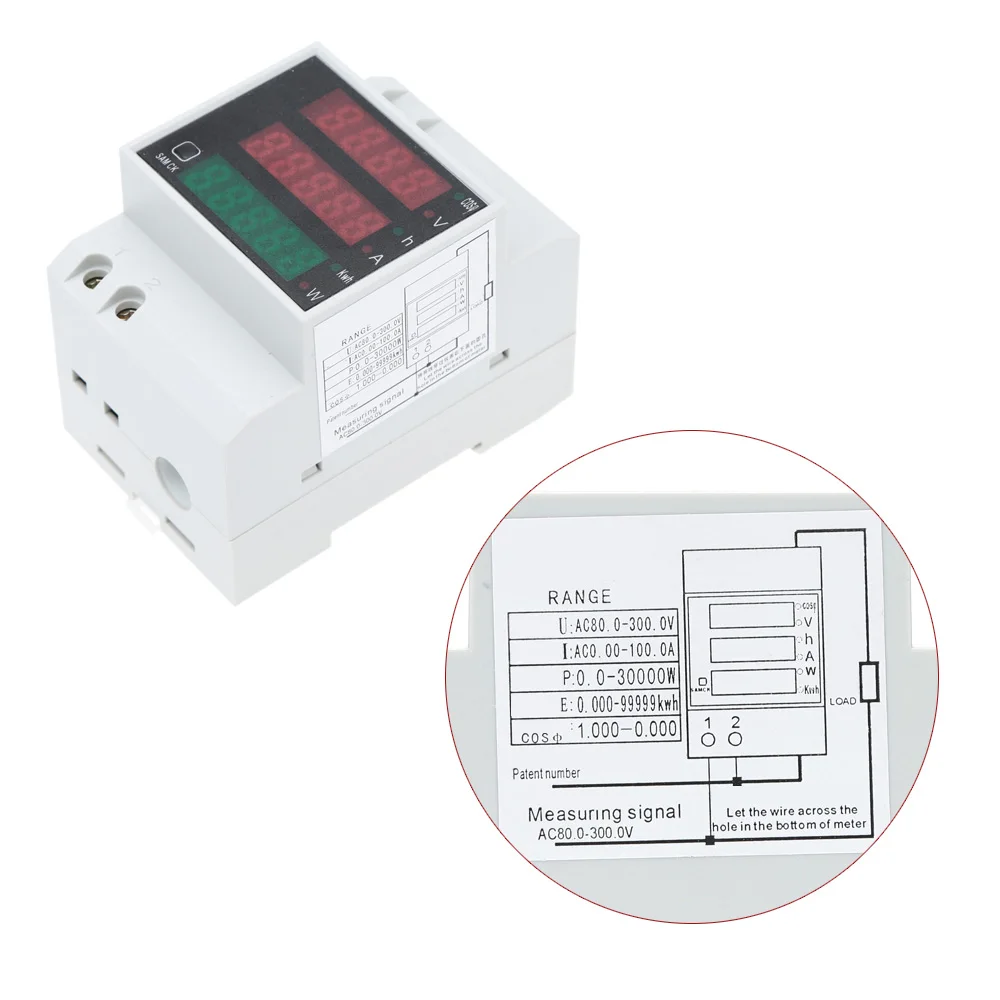 AC80-300V-100A-Ammeter-Voltmeter-Multi-functional-Digital-Din-Rail-Current-Voltage-Power-Factor-Meter-Ammeter (3)