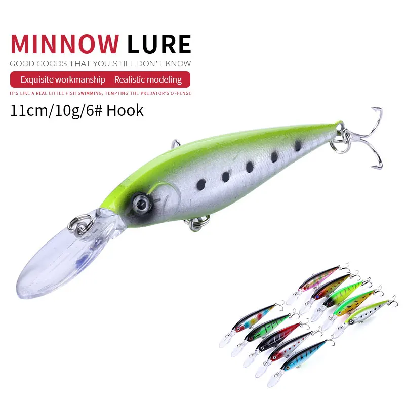 1 шт. Minnow приманки для рыбалки на высоком каблуке 11 см 10 г искусственные жесткий